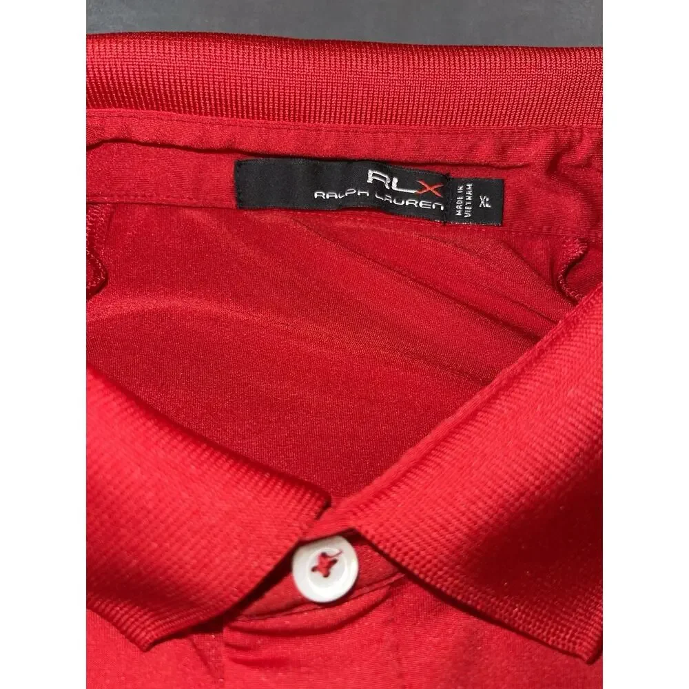 RLX Ralph Lauren Red Golf Polo XL Embroidered RCC Crossed Clubs Logo
